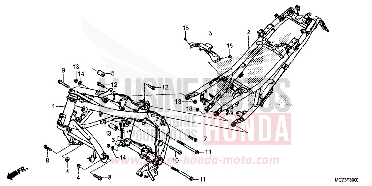 FRAME BODY for CBR500R GRAPHITE BLACK (NHB01) from 2013
