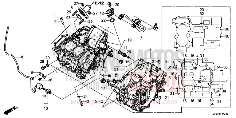 CRANKCASE for CBR500R MILLENNIUM RED (R263) from 2013