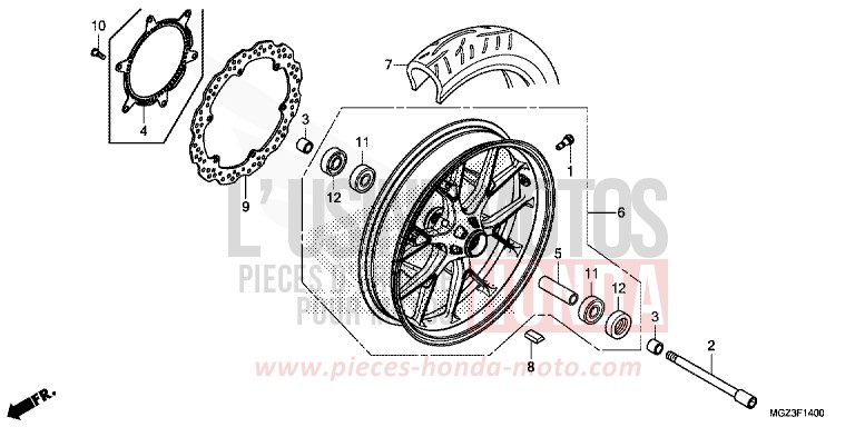 FRONT WHEEL for CBR500R MILLENNIUM RED (R263) from 2013