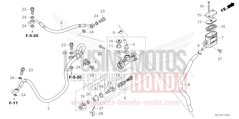 REAR BRAKE MASTER CYLINDER for CL500A MAT FRESCO BROWN (Y215) from 2025