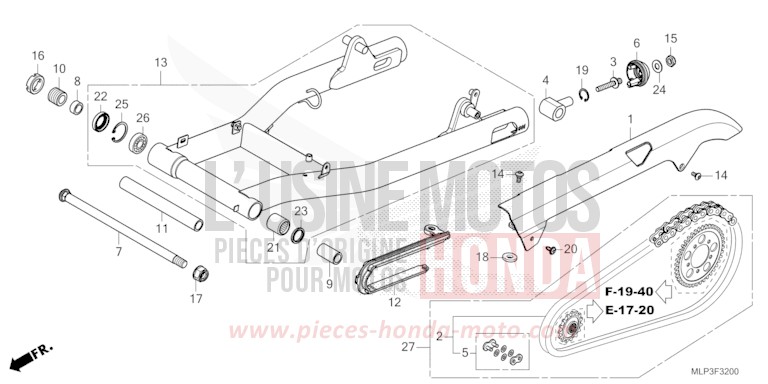 SWINGARM for CL500A PEARL DUSK YELLOW (Y238) from 2025