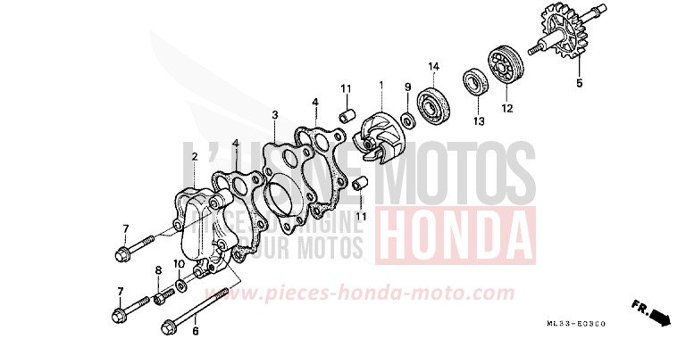 WATER PUMP for CR500R NEUCLEAR RED (R177) from 1991