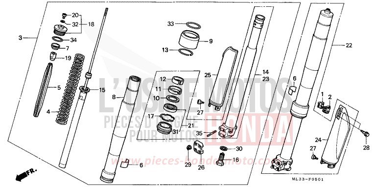 FRONT FORK (CR500RM) for CR500R NEUCLEAR RED (R177) from 1991