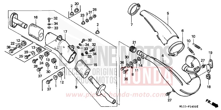 EXPANSION CHAMBER for CR500R NEUCLEAR RED (R177) from 1991