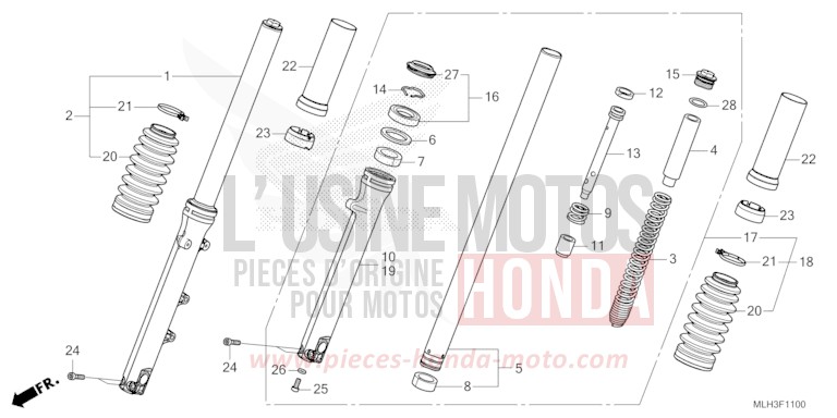 FRONT FORK for CMX500 MAT GUNPOWDER BLACK METALLIC (NH436) from 2025