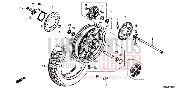 REAR WHEEL for CMX500 CANDY ENERGY ORANGE (YR249) from 2019