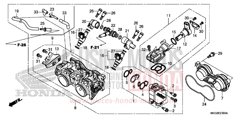 THROTTLE BODY for CMX500 MAT FRESCO BROWN (Y215) from 2019