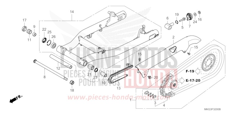 SWINGARM for CMX500 MAT FRESCO BROWN (Y215) from 2019