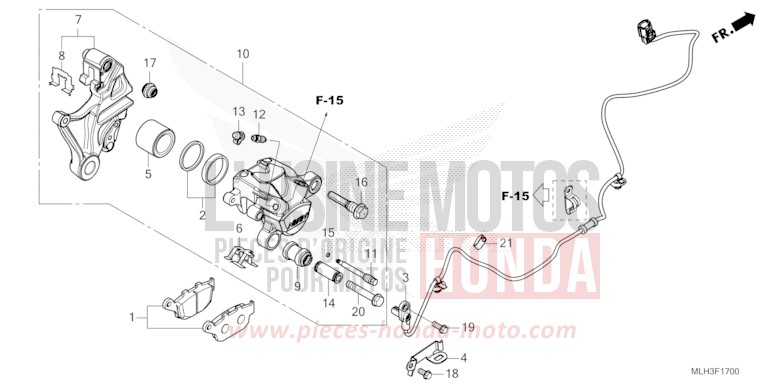 REAR BRAKE CALIPER for REBEL MAT DIM GRAY METALLIC (NHC34) from 2025