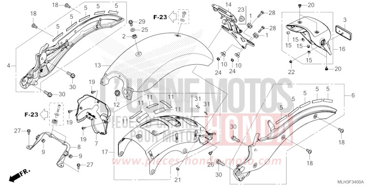 REAR FENDER for CMX500 MAT DIM GRAY METALLIC (NHC34) from 2025