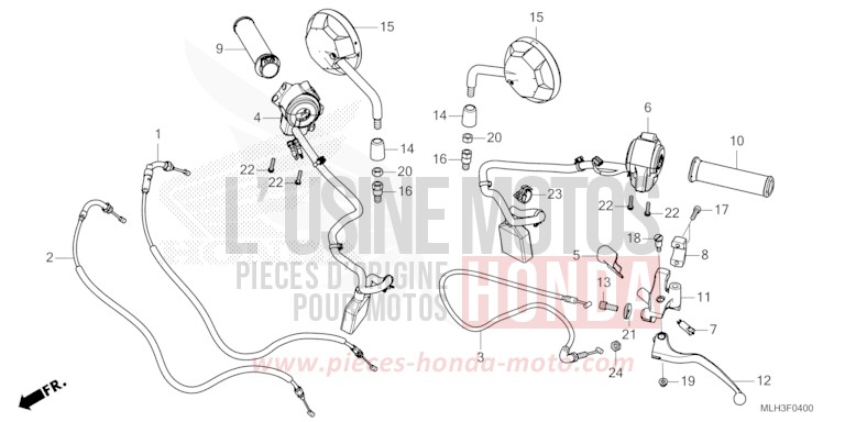 HANDLE LEVER/SWITCH/CABLE/MIRROR for CMX500 MAT GUNPOWDER BLACK METALLIC (NH436) from 2025
