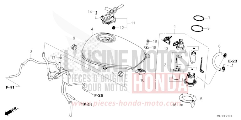 FUEL TANK/FUEL PUMP (CMX500AS/A2S) for CMX500 MAT GUNPOWDER BLACK METALLIC (NH436) from 2025