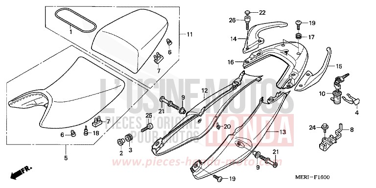 SEAT/SEAT COWL for CBF600N FORCE SILVER METALLIC (NH411) from 2004