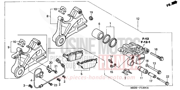 REAR BRAKE CALIPER for CBF600N INTERSTELLAR BLACK METALLIC (NHA12D) from 2005