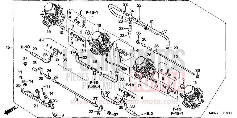 CARBURETOR (ASSY.) for CBF600N EMERGENCY RED METALLIC (R311) from 2006