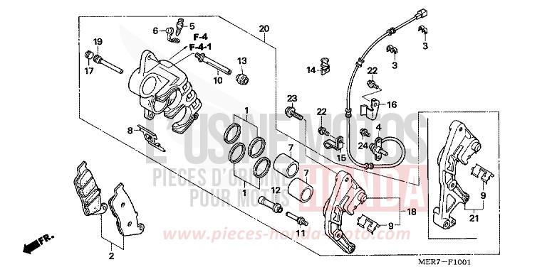 FRONT BRAKE CALIPER (R.) (CBF600S6,8/SA6/N6,8/NA6) for CBF600N EMERGENCY RED METALLIC (R311) from 2006
