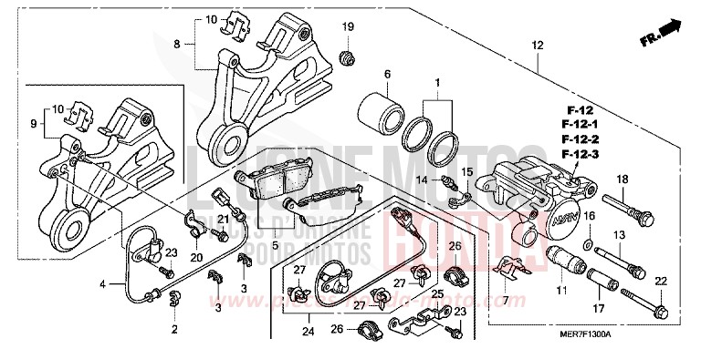 REAR BRAKE CALIPER for CBF600N INTERSTELLAR BLACK METALLIC (NHA12) from 2006