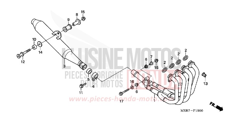 EXHAUST MUFFLER (CBF600S6/SA6/N6/NA6) for CBF600N QUASAR SILVER METALLIC (NHA48) from 2006