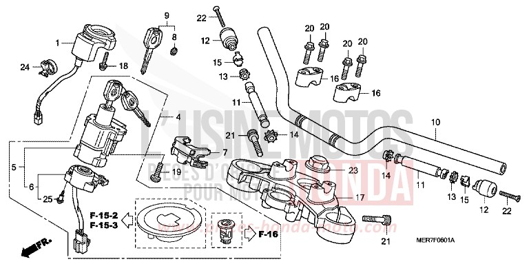 HANDLE PIPE/TOP BRIDGE (CBF600S8/SA8/N8/NA8) for CBF600N PEARL SIENA RED (R320) from 2008