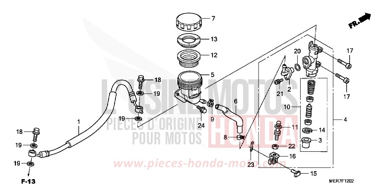 REAR BRAKE MASTER (CBF600S8/N8) for CBF600N PEARL SIENA RED (R320) from 2008
