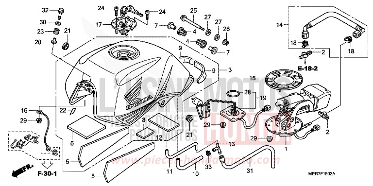 FUEL TANK (CBF600N8/NA8) for CBF600N PEARL SIENA RED (R320) from 2008
