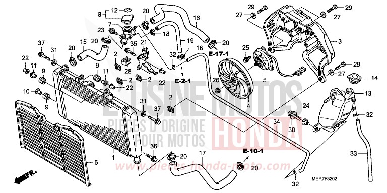 RADIATOR (CBF600S8/SA8/N8/NA8) for CBF600N PEARL SIENA RED (R320) from 2008