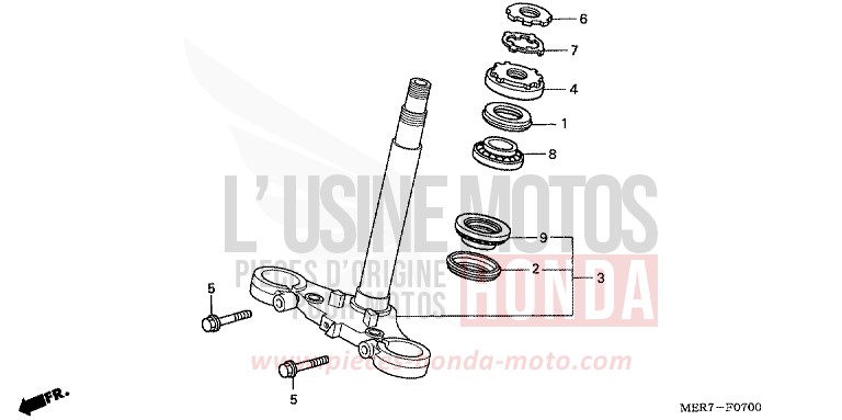 STEERING STEM for CBF600N QUASAR SILVER METALLIC (NHA48) from 2008