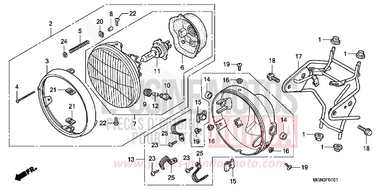 HEADLIGHT (CBF600N/NA) for CBF600N DRAGON GREEN METALLIC (GY139) from 2010