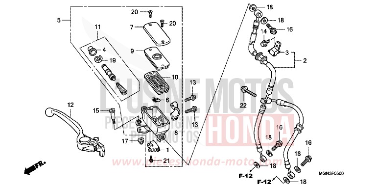 FRONT BRAKE MASTERCYLINDER (CBF600S/N) for CBF600N PEARL NIGHTSTAR BLACK (NHA84) from 2010