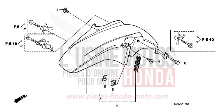 FRONT FENDER for CBF600N PEARL NIGHTSTAR BLACK (NHA84) from 2010