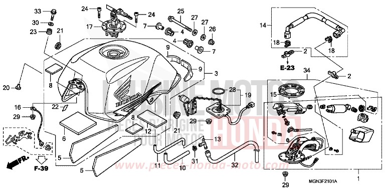 FUEL TANK/FUEL PUMP (CBF600N/NA) for CBF600N PEARL NIGHTSTAR BLACK (NHA84) from 2010