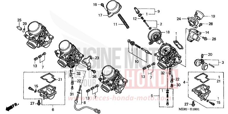 CARBURETOR (COMPONENT PARTS) for CBF600S PEARL BREEZY BLUE (PB341) from 2004