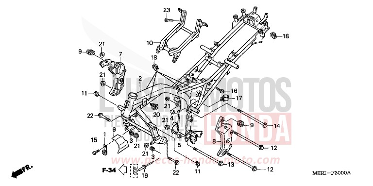 FRAME BODY for CBF600S PEARL BREEZY BLUE (PB341) from 2005