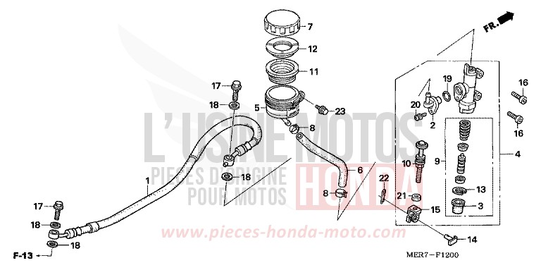 REAR BRAKE MASTER CYLINDER (CBF600S6/N6) for CBF600S CANDY XENON BLUE (PB324) from 2006