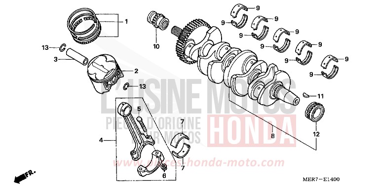 CRANKSHAFT/PISTON (CBF600S6/SA6/N6/NA6) for CBF600S EMERGENCY RED METALLIC (R311) from 2006
