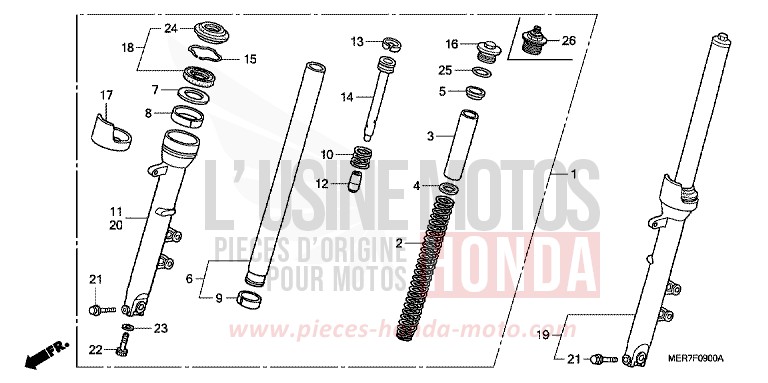 FRONT FORK for CBF600S EMERGENCY RED METALLIC (R311) from 2006