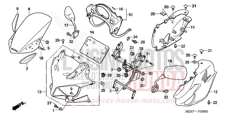 COWL (CBF600S6/SA6) for CBF600S EMERGENCY RED METALLIC (R311) from 2006