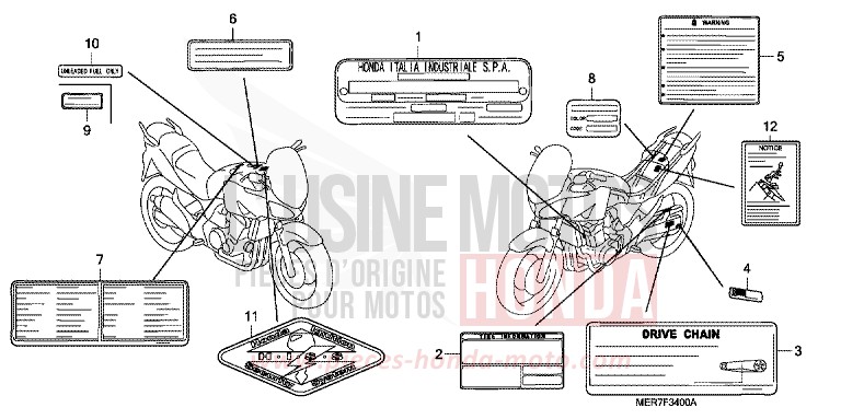 CAUTION LABEL for CBF600S EMERGENCY RED METALLIC (R311) from 2006