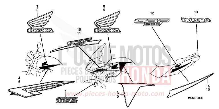 MARK/STRIPE for CBF600S DRAGON GREEN METALLIC (GY139) from 2010