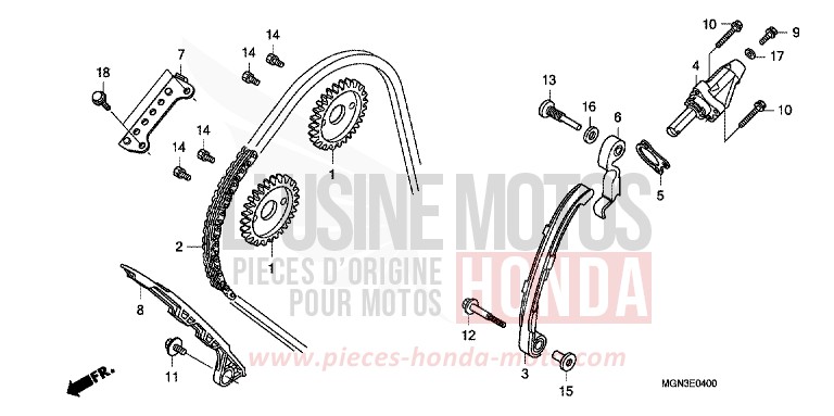 CAM CHAIN/TENSIONER for CBF600S PEARL COOL WHITE (NHA16) from 2010