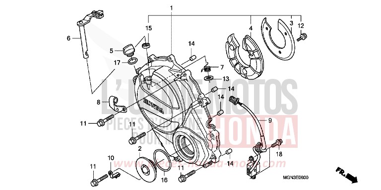 RIGHT CRANKCASE COVER for CBF600S PEARL COOL WHITE (NHA16) from 2010