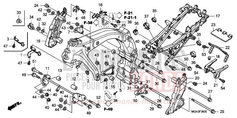FRAME BODY for CBF600S PEARL COOL WHITE (NHA16) from 2010