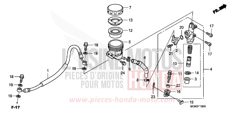 REAR BRAKE MASTERCYLINDER (CBF600S/N) for CBF600S PEARL SIENA RED (R320) from 2010