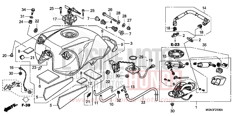 FUEL TANK/FUEL PUMP (CBF600S/SA) for CBF600S PEARL SIENA RED (R320) from 2010