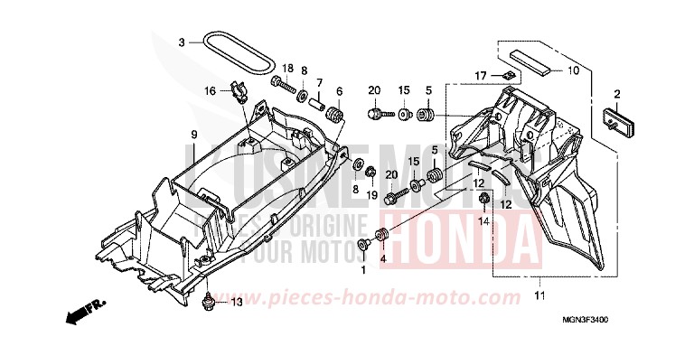 REAR FENDER for CBF600S PEARL SIENA RED (R320) from 2010