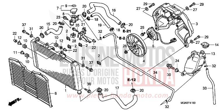 RADIATOR for CBF600S PEARL SIENA RED (R320) from 2010