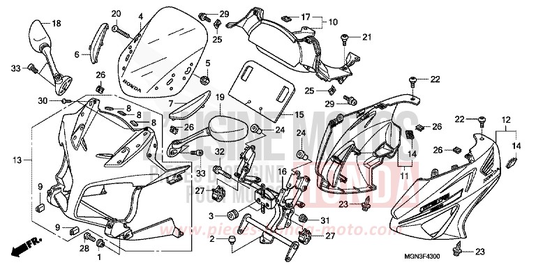 COWL for CBF600S PEARL SIENA RED (R320) from 2010
