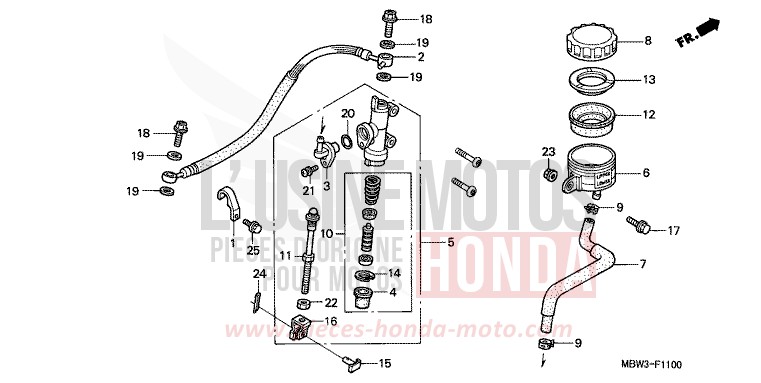 REAR BRAKE MASTER CYLINDER for CBR600F ACCURATE SILVER METALLIC (NH146) from 2001
