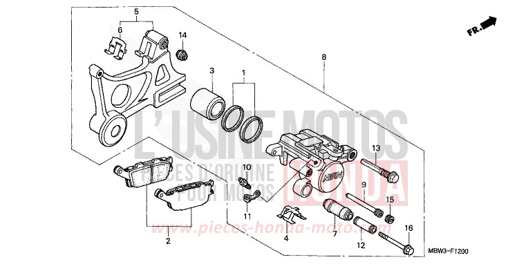 REAR BRAKE CALIPER for CBR600F ACCURATE SILVER METALLIC (NH146) from 2001