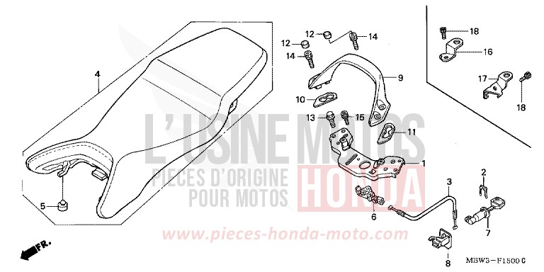 SEAT (1) for CBR600F ACCURATE SILVER METALLIC (NH146) from 2001